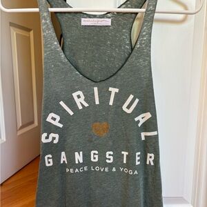 Spiritual Gangster Green Sleeveless Tank Top with Bold White Logo